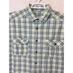 Ocean Coast Button Up Shirt Mens Classic Fit XL Green‎ Blue Plaid Pockets Shirt